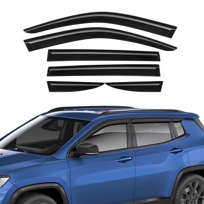 Rain Guards Compatible with Jeep Compass 2017-2026 Black 6 PCS
