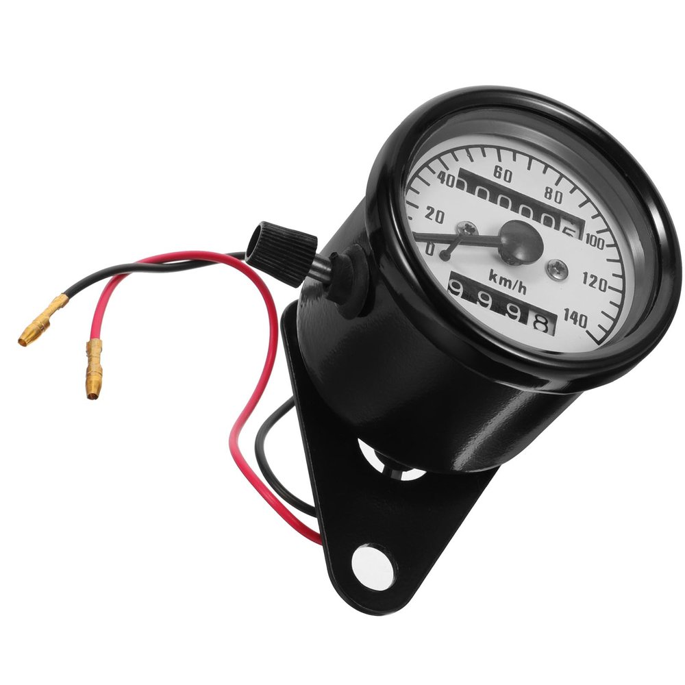 ABOOFAN Motorcycle Speedometer Gauge Dual Odometer Replacement with White Dial Chrome Case for Motorbike Modified Accessories