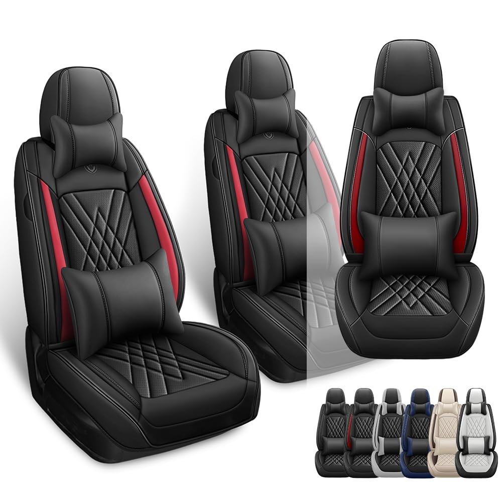 Bemony Car Seat Cover Fit for Toyota Camry 2012-2026 Black Red