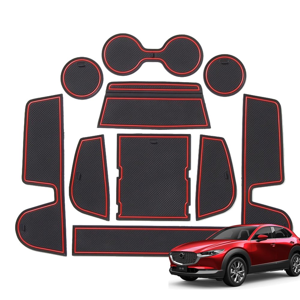 KOOGEN Center Console Pads for 2020-2026 Mazda CX30 10Pcs Red