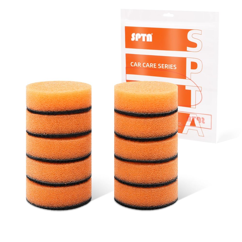 SPTA 10-Pack Gray Light Cut & Polish Foam Pads 12.5mm Buffing Pads for Car Polisher, Swirl & Haze Removal, (10, Orange T140 Heavy-Cut Polishing Pad, 1 Inch (25mm))