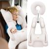 FLORICH Kids Travel Pillow, Car Sleeping Travel Pillow for Kids, Removable H-Shaped Pillow for Adults and Children to Support Head and Body Road Trips with Neck Pillow and Blanket (Beige White) view 1