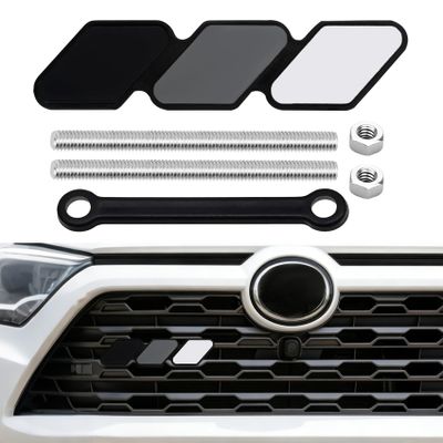 YUPIKJI Tri-Color Grille Decor Badge, Front Grill Emblem, 3-Color Upgrade Emblem Accessories, Front Grille Insert Trims for Toyota Tacoma 4Runner Tundra Sequoia Rav4 Highlander (Grey Grey White)