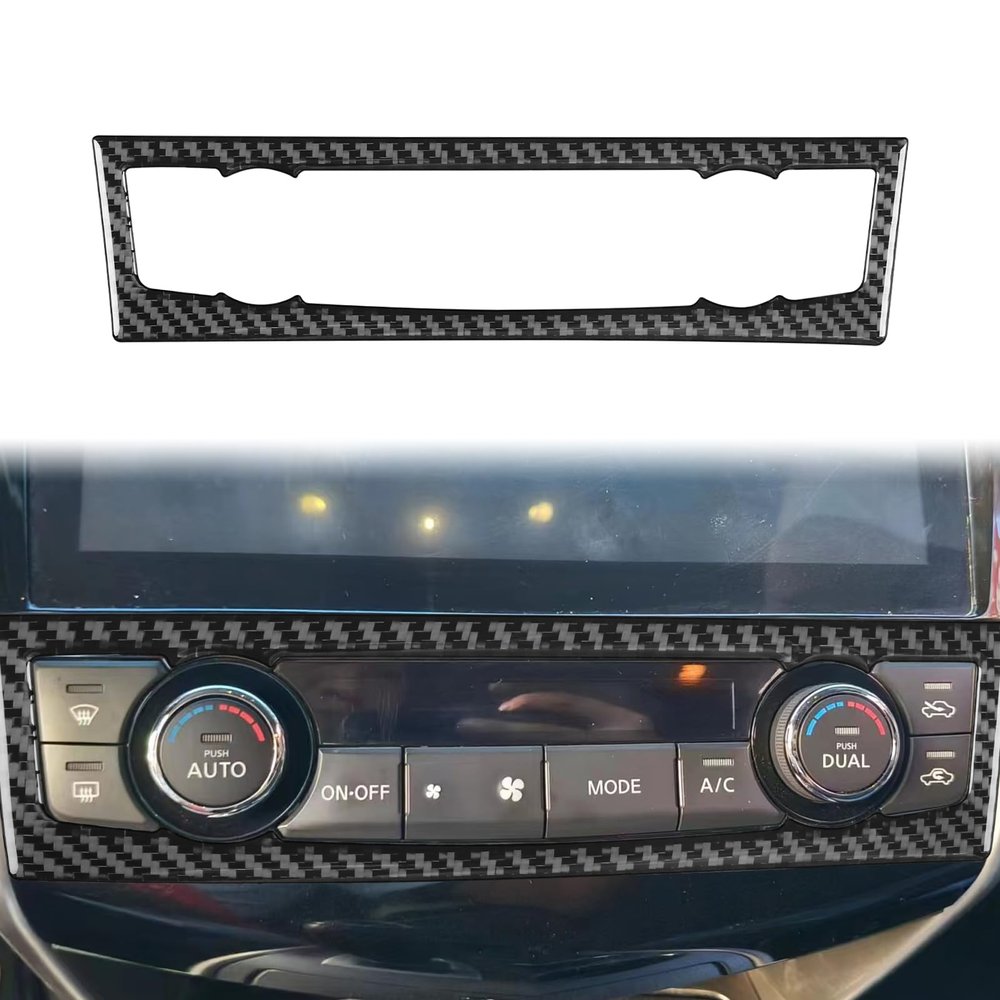 Real Premium Carbon Fiber Car Interior Stickers Air Conditioner Panel Accessories Compatible with Nissan Altima 2013 2014 2015 2016 2017 2018 Black 1PCS