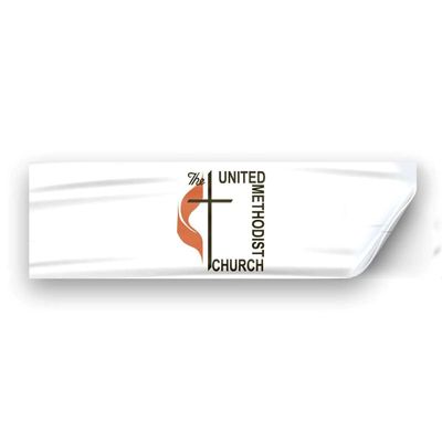 PromoPatriot Methodist Window Decal 3 x 10 inch - Vinyl Religious Sticker for Glass Display on Doors, Vehicles or Business Entrances, White Background with Classic Methodist Design