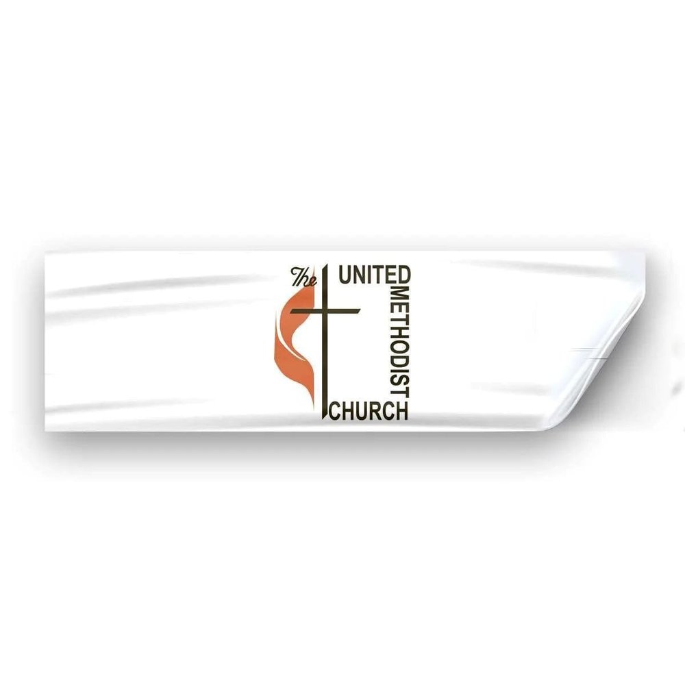 PromoPatriot Methodist Window Decal 3 x 10 inch - Vinyl Religious Sticker for Glass Display on Doors, Vehicles or Business Entrances, White Background with Classic Methodist Design
