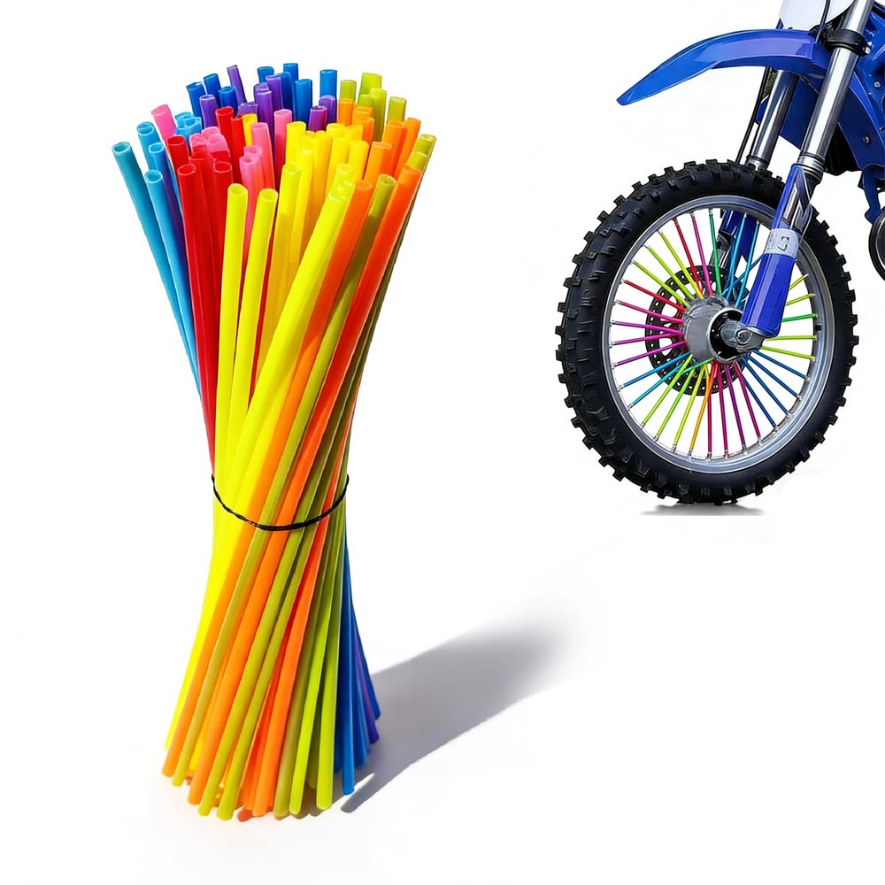 HHLUPUP Bike Spoke Covers,Universal 72Pcs Spoke Skins Wheel Wraps for 8"-21" Rims for Ebike E Dirt Pit Bike Motorcycle Bicycle Wheelchair Decoration-Mixed