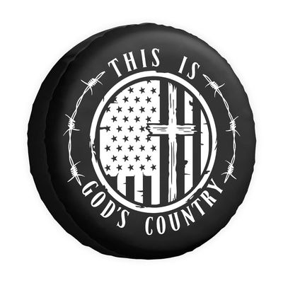 Vomokim This is God's Country Spare Tire Cover 1776-2026 USA Independence Patriotic Wheel Protector Waterproof American Flag Tire Cover Universal Fit for RV SUV Truck Travel 15"