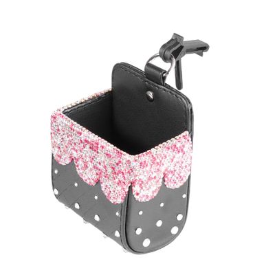 Garneck Multifunctional Car Seat Hanging Storage Bag with Rhinestone Decoration Pink Car Outlet Pendant Organizer and Mobile Phone Holder for Vehicle Interior Accessories