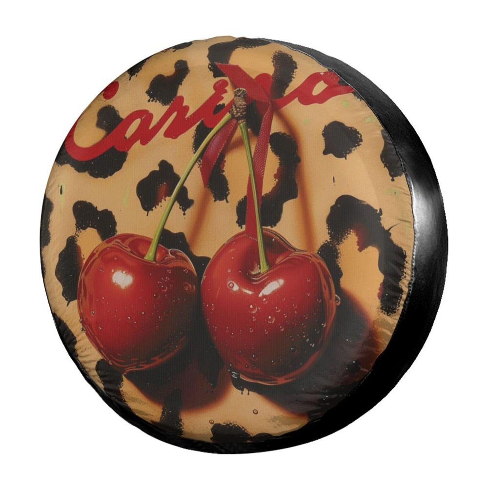 Foruidea Two Red Cherries Spare Tire Cover Dust-Proof Wheel Tire Cover Fit Trailer, RV, SUV and Many Vehicle 16 Inch