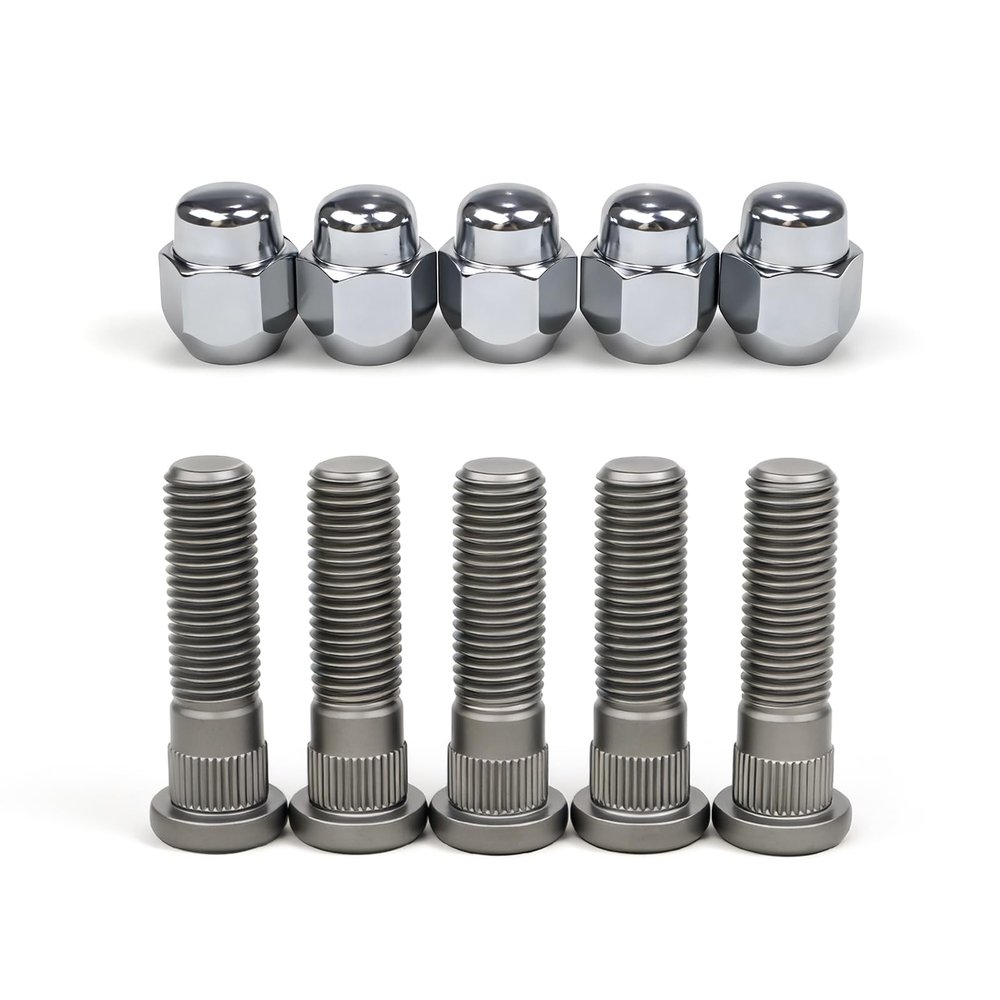 5 Pack 610-568 Wheel Lug Studs + 52950-14140 Wheel Lug Nuts - M12x1.5 for Hyundai Veloster Santa Fe Accent Elentra Sonata Kia Forte NIRO Soul Optima Rio