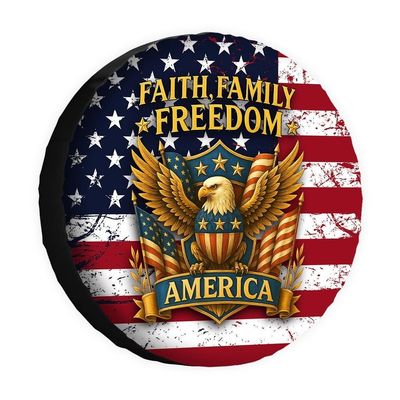 Vomokim Eagle Faith Freedom Spare Tire Cover 1776-2026 USA Independence American Flag Wheel Protectors Universal Fit for RV SUV Truck Travel 15"