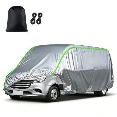 Car Cover for VW Caravelle T4 Long Van 1990-2003 Waterproof All-Weather,Heavy Duty Full Outdoor Cover with Windproof Straps,Winter Snow/Rain Dust Anti-UV(Silver)
