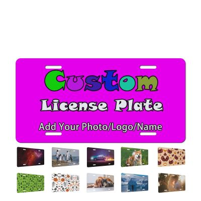 Personalized Front License Plate, Custom Design Your Own Image Funny Text, Novelty Aluminum Car Tags, Unique New Driver Gift, Metal Wall Decor for Garage Bedroom, Fuchsia