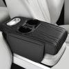 wuyaoyao Car Center Console Armrest Pillow, 13.78"7.48"2.56" Leather Arm Rest Cover for Cars, Memory Foam Auto Armrest Cushion Pad with Pocket, Cup Holder & Tissue Box, Car Accessories (Black) view 1