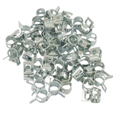 Bonsicoky 50Pcs 6mm Spring Band Type Action Hose Clamp, Silver Manganese Steel Spring Clip Pipe, for Fuel Line Silicone Hose Line Water Pipe
