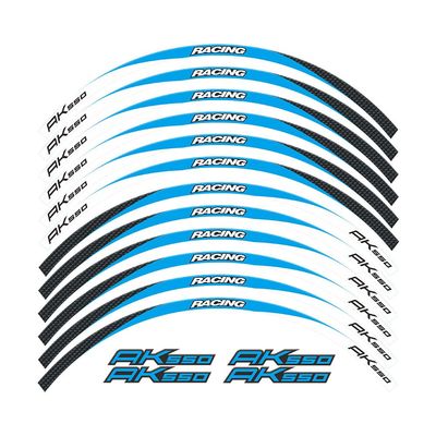 For KYMCO AK550 Motorcycles Accessories Thick Edge Outer Front and Rear Rim Wheel Protector Reflective Decal Sticker Ornament Strip Tape (Blue,16)