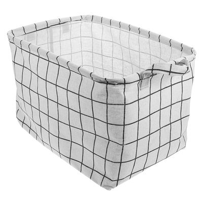 Abaodam Car Trunk Organizer Large Foldable Linen Storage Box Moisture-resistant Fabric for Vehicle Cargo, Multi-use Car Truck Organization Bin in White Checkered Pattern