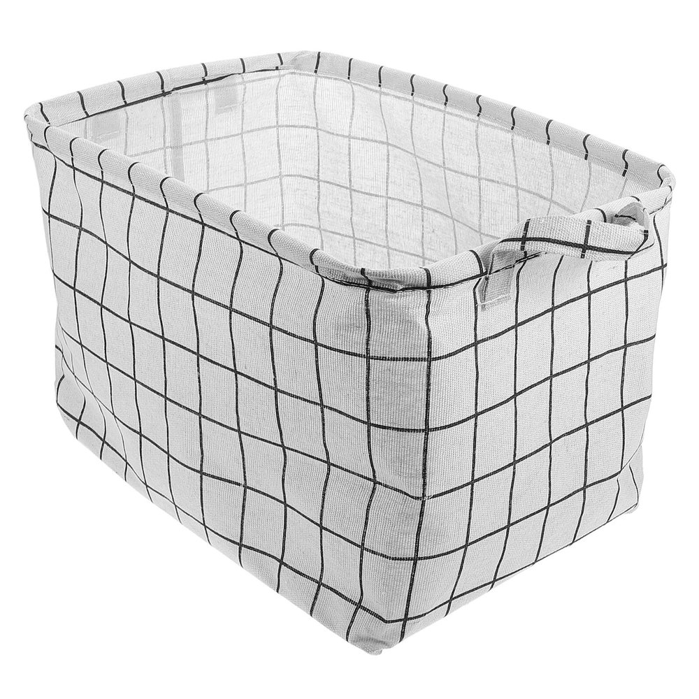 Abaodam Car Trunk Organizer Large Foldable Linen Storage Box Moisture-resistant Fabric for Vehicle Cargo, Multi-use Car Truck Organization Bin in White Checkered Pattern