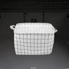 Abaodam Car Trunk Organizer Large Foldable Linen Storage Box Moisture-resistant Fabric for Vehicle Cargo, Multi-use Car Truck Organization Bin in White Checkered Pattern view 4