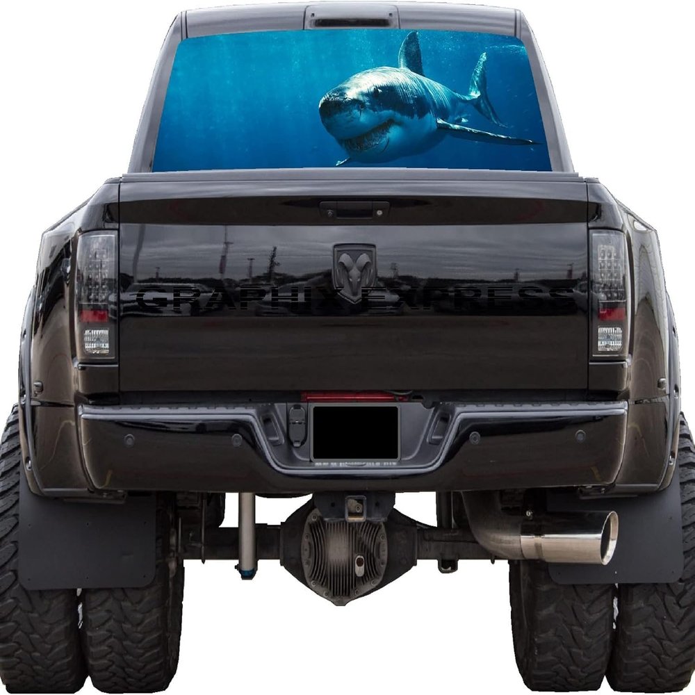 P54 Shark Back Window Decals for Trucks - Vinyl Wrap Decal for Vehicles