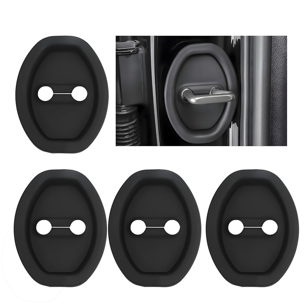 4PCS Door Latch Lock Cover for Tesla Semi 2022-2025 Silicone Door Latch Guard Protects Protector Vehicle Doors Locks Guard Car Interior Accessories,Black