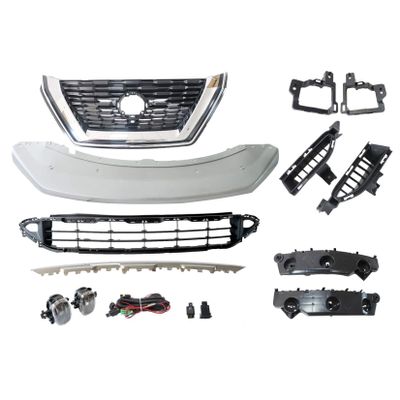 Wyrxalon Chrome Black Silver Front Upper Lower Grille & FogLight Cover & Skid Plate & Bracket 620726RA0A 62072-6RA0A Compatible with Nissan Rogue 2021 2022 2023