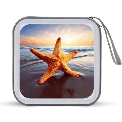 FekiLoot Starfish CD Case Portable DVD Case Holder Large Storage Disc Wallet Bag 40 Capacity Hard Plastic Disc Cases Storage Binder DVD Case Wallet for Car Home Travel