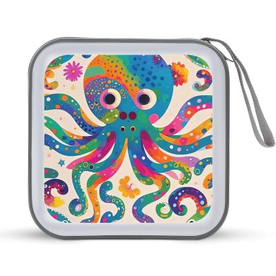 FekiLoot Colorful Octopus CD Case Portable DVD Case Holder Large Storage Disc Wallet Bag 40 Capacity Hard Plastic Disc Cases Storage Binder DVD Case Wallet for Car Home Travel
