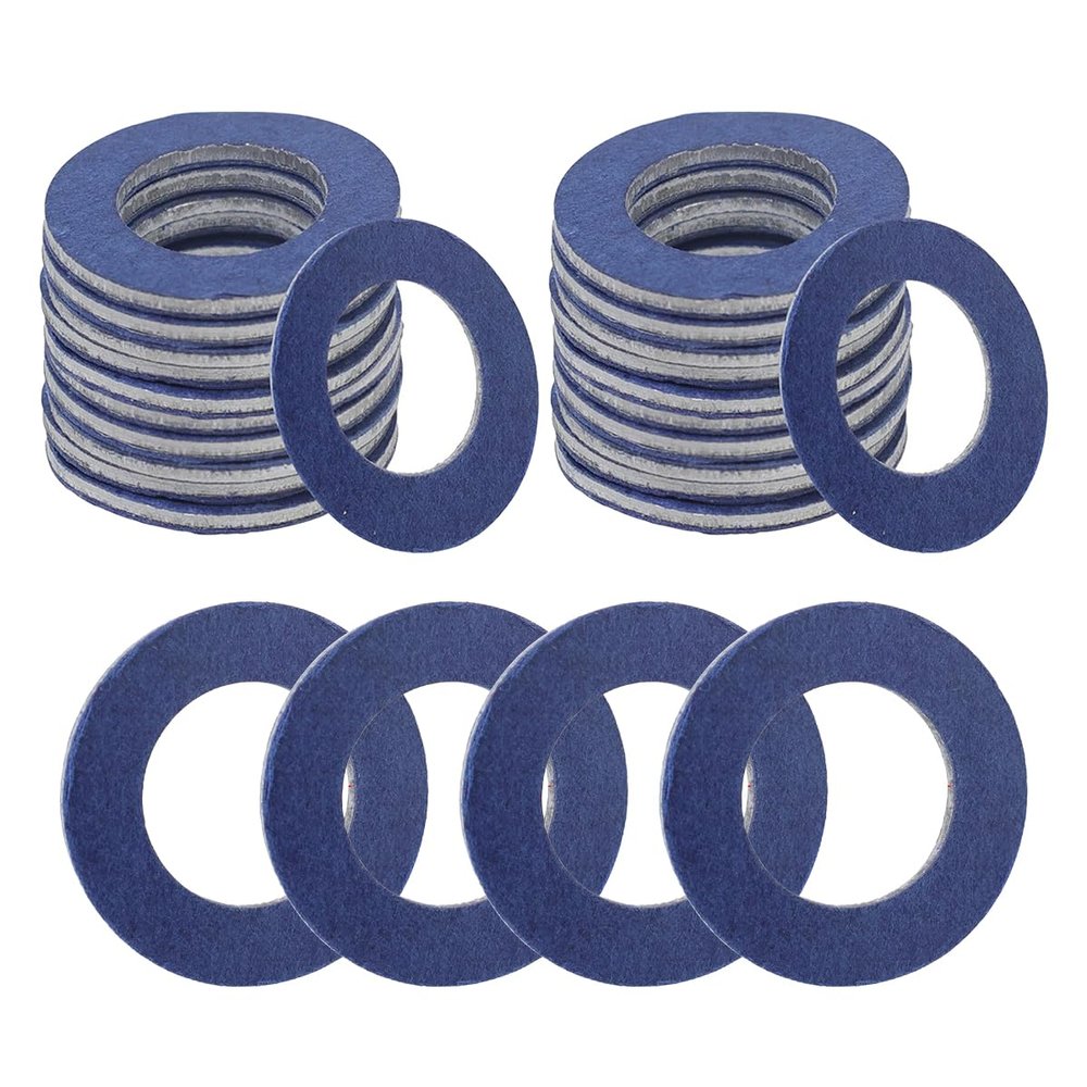 Ywdiml 26PCS Car Oil Drain Plug Gasket, Aluminum Vehicle Engine Drain Plug Sealing Crush Washer Replaces 90430-12031, Automotive Oil Leak-Proof Seal Gasket, Compatible with T100 CT LC (Blue)