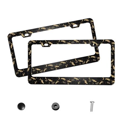 HUWAAI License Plate Frames for Women Vintage Thin Blue Line Flag Cute Car Decor 2 Pack Aluminum Plate Frame Holder with Screws Truck Accessories for Men, Fits Standard Us Vehicles 6x12 Inch 2 Holes