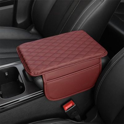 Armrest Cover Box Mat for Mitsubishi 3000 GT Airtrek Attrage Carisma Diamante, Leather Waterproof Center Console Carpet Cushion Pad Car Interior Accessories,Red