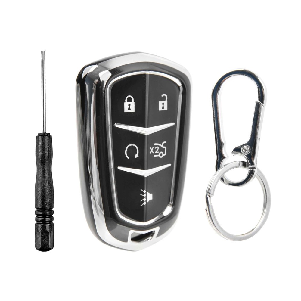 Key Fob Remote Shell Case Cover Protector Thermoplastic Polymer for 2014-2019 Cadillac ATS CTS CT6 XTS Escalade (HYQ2AB, HYQ2EB)