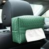 Craedli Car Tissue Holder, Woven Leather Tissues Box Cover for Car Backseat, Rectangular Napkin Holder Vehicle Tissue Organizer, Universal Napkin Case Storage in Auto for 120 Tissues Per Box (Green) view 1