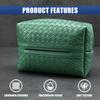 Craedli Car Tissue Holder, Woven Leather Tissues Box Cover for Car Backseat, Rectangular Napkin Holder Vehicle Tissue Organizer, Universal Napkin Case Storage in Auto for 120 Tissues Per Box (Green) view 3