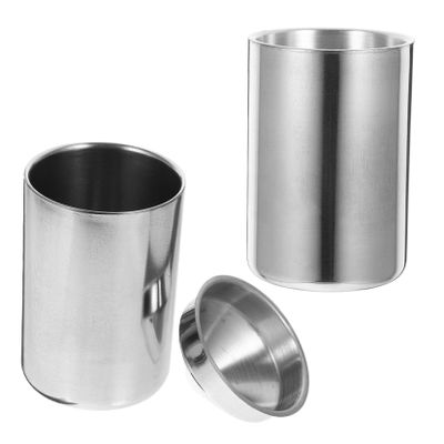 GETAJGHSD Portable Stainless Steel Car Ashtray 2pcs with Funnel Lid Windproof Detachable Tray for Vehicle Smokers Office and Business Use