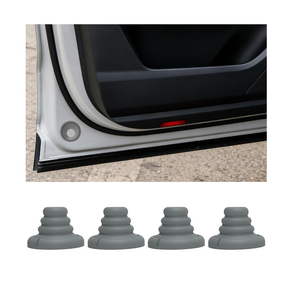 HZEL 4PCS Car Door Silicone Cushion Pads, Anti-Collision Vehicle Door Trunk Damper Shock Absorber, Automotive Airbag Buffer Noise Reduction Crash Pad, Universal for Most Vehicles (Gray)