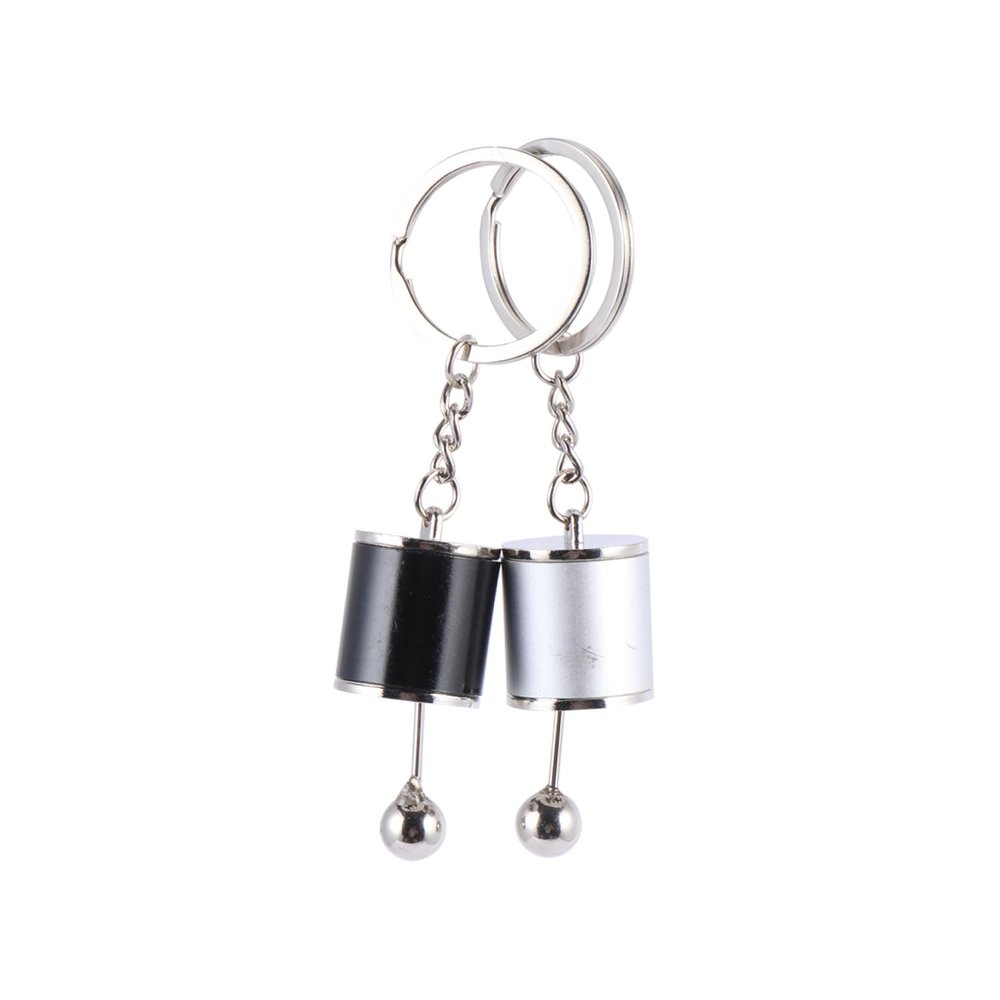 Happyyami 2pcs Manual Transmission Gear Shift Keychain Metal Fidget Auto Model Keyrings for Men and Car Enthusiasts, Silver and Black