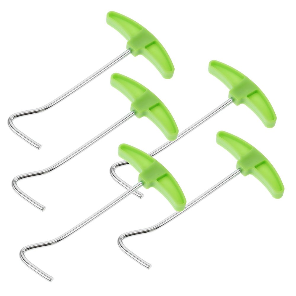 DEARMAMY 5pcs Outdoor Tent Peg Puller Tool Set with Plastic Handle Metal Tent Spike Remover for Camping Reusable Stake Lifter for Hiking