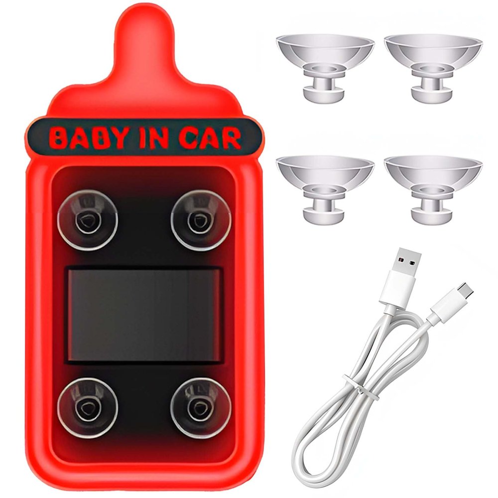 Car LED Ambient Light - Baby Bottle Design for Side and Rear Windows, 6 Modes, Solar Powered, Auto On/Off, 500mAh, Car Gift (Red)