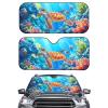 Tiasarato Funny Turtle Windshield Sun Shade Foldable Car Shades for Front Back Set 2 Pack Windshield Cover for Most Sedans Hatchbacks Sunshade Blue view 1