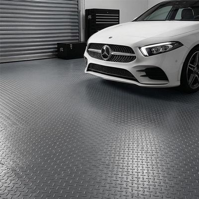 LITA Rubber Flooring Rolls Mats, Heavy Duty Diamond Plate Garage Floor Mat, PVC Water/Stain Outside Resistant Parking Rv Trailer Flooring2FTx74FT