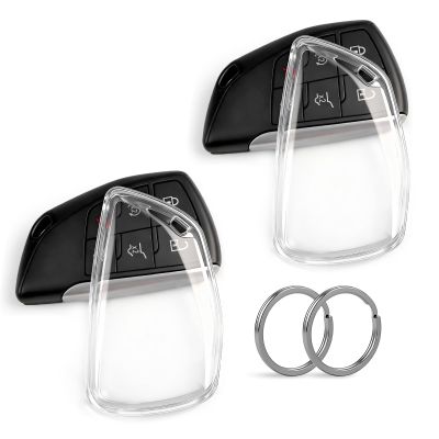 Amazauto Clear TPU Key Fob Cover, Compatible with GMC Yukon Denali Sierra 2021-2026, Fit for Chevy Silverado Suburban Tahoe Buick etc, Transparent Soft Key Case (Clear, 2 Pcs)