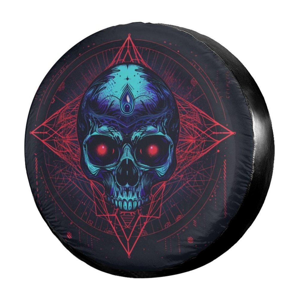 Foruidea Skull Alien Spare Tire Cover Dust-Proof Wheel Tire Cover Fit Trailer, RV, SUV and Many Vehicle 14 Inch