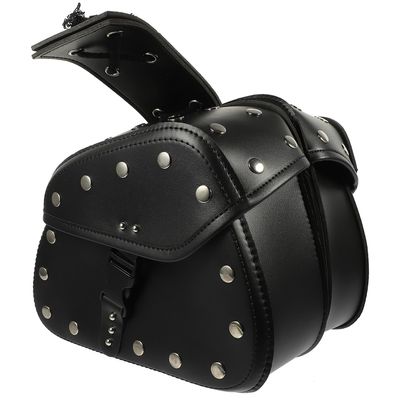 2pcs Motorcycle Saddle Bags for Riders, Faux PU Leather Side Pouches
