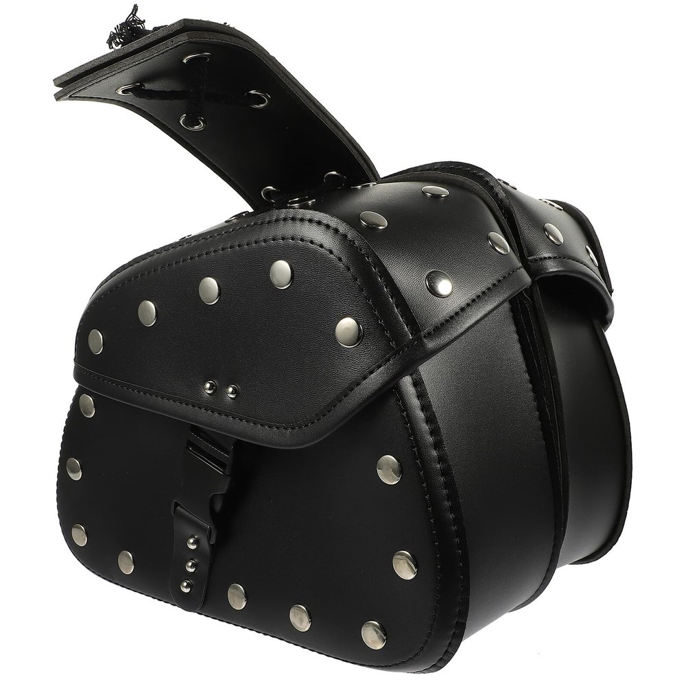 2pcs Motorcycle Saddle Bags for Riders, Faux PU Leather Side Pouches