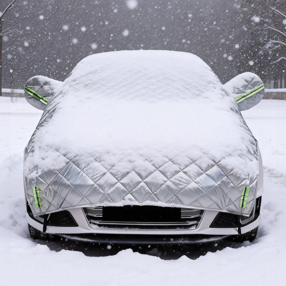 Car Cover for Benz R-Class R350 Hail Protection Car Cover for Winter Snow Frost Breathable All Weather Waterproof Dustproof Fabric Soft Lining with Zipper & Reflective Strips(Color:Silver)