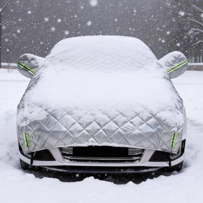Car Cover for Snow Compatible with Mazda CX-5 2012-2026 Half Car Cover Waterproof All Weather Rain Dust Sun UV Protection Cotton Lined Winter Car Covers for Automobiles with Side Zipper(Color:Silver)