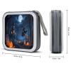 VstaDank Orange Pumpkin Witch Scary Castle CD Case Portable Zipper CD Case 40 Capacity Hard Plastic DVD Cases Holder Large Storage Disc Wallet Bag for Car Home Travel DVD Collection Bag view 2