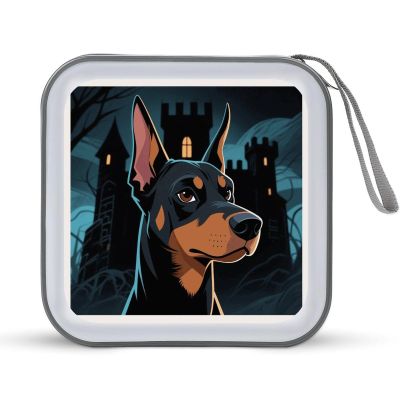 VstaDank Doberman Pinscher CD Case Portable Zipper CD Case 40 Capacity Hard Plastic DVD Cases Holder Large Storage Disc Wallet Bag for Car Home Travel DVD Collection Bag